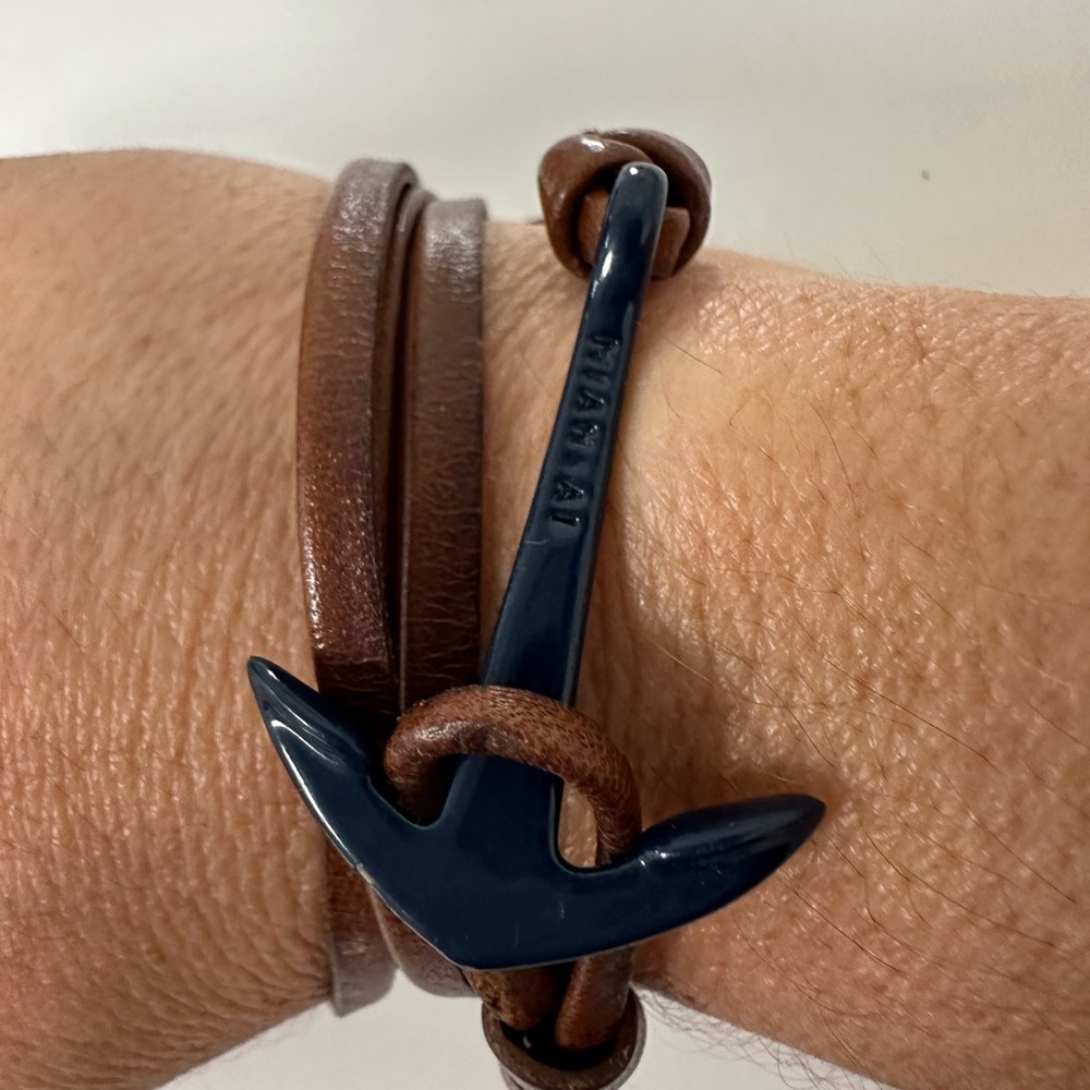 Miansai Brown Leather Anchor Bracelet
